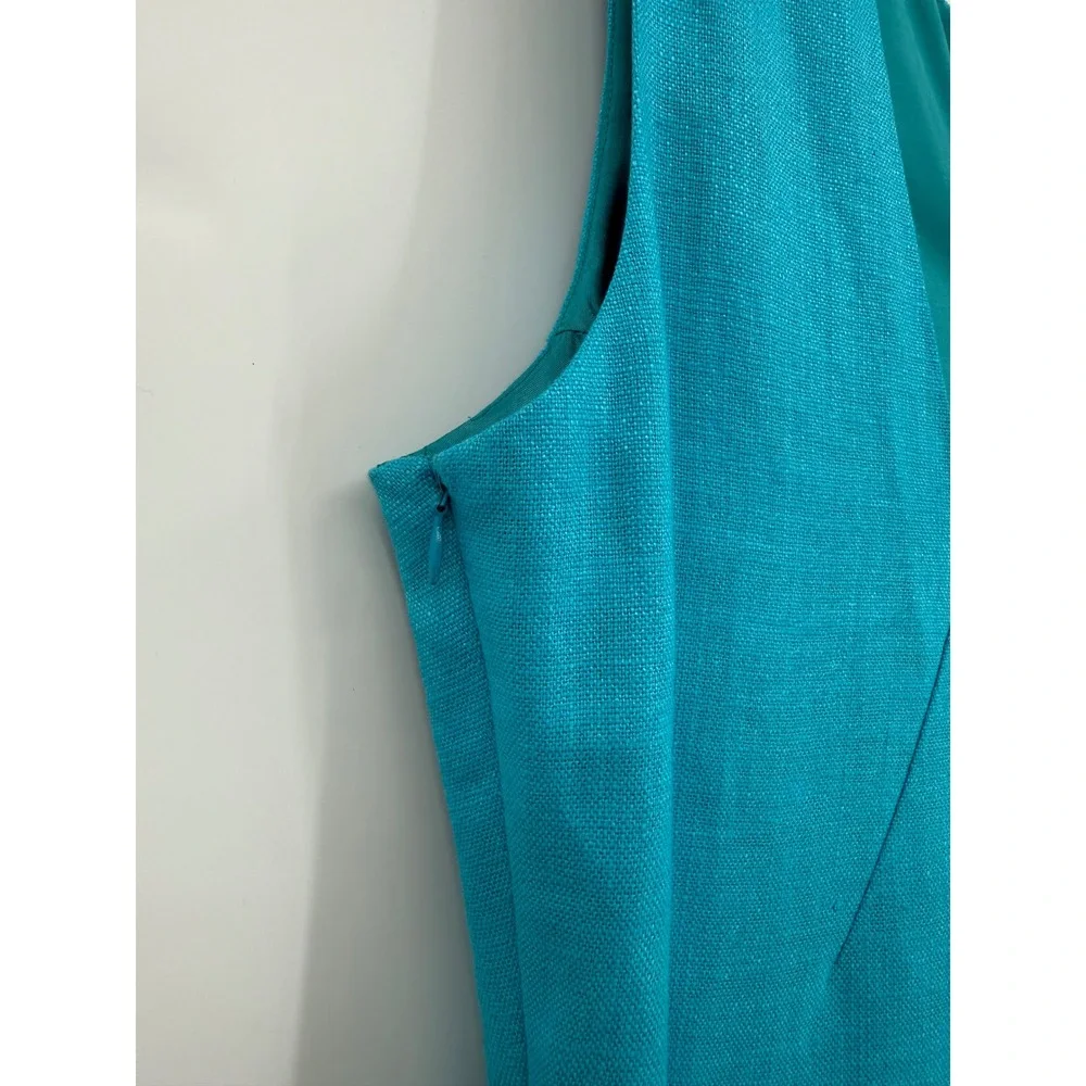 Kate Spade Dress Womens 14 Blue Aqua Linen Blend Cleo‎ Sleeveless Pockets NEW